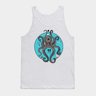 Blue Grey Crown Octopus Tank Top